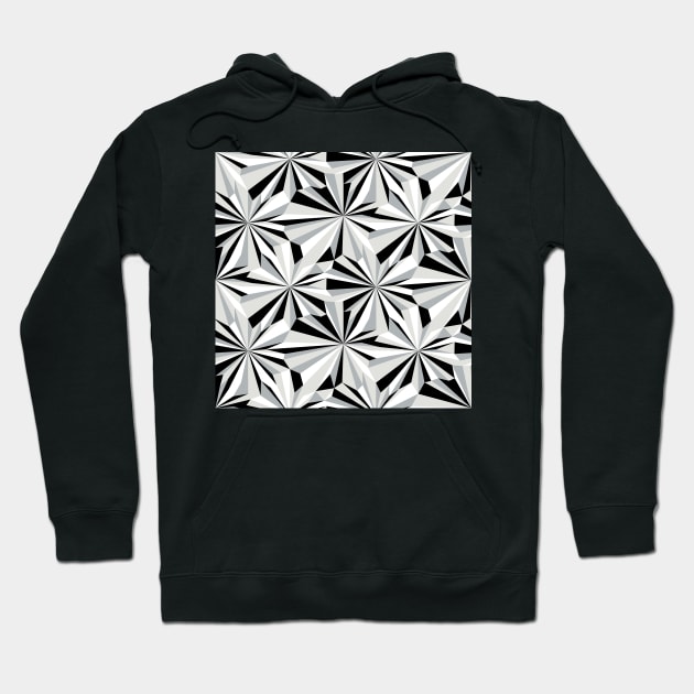 Retro Abstract Black and White Geometry Hoodie by Carolina Díaz